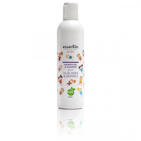 Gel de dus si sampon natural pentru copii 2 in 1 Aloe Vera & Fructe de padure 250ml