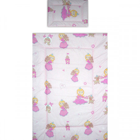 Lenjerie patut - Printesa cu Ursulet, 5 piese, roz