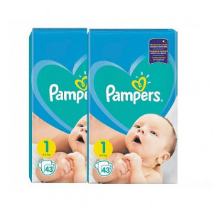Pachet 2 x Scutece Pampers New Born - nr.1, 43 buc (86 buc)