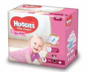 Scutece Huggies Ultra Confort BOX 4, Fete, 8-14 kg, 126 buc