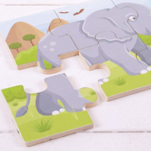 Set 3 puzzle din lemn - Jungla Vesela - BigJigs