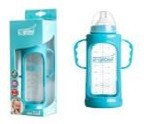Biberon 6-9 luni din Sticla 280 ml Gat Larg cu Protectie Plastic U-GROW A-1011