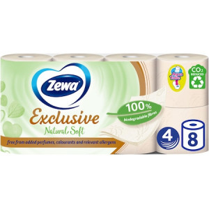 Hartie igienica Zewa Exclusive Natural Soft, 4 straturi, 8 role