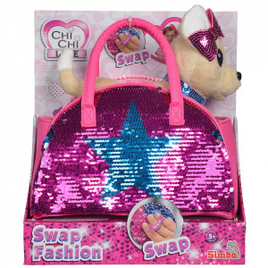 Jucarie de plus Catel Chi Chi Love Swap fashion 20 cm cu geanta