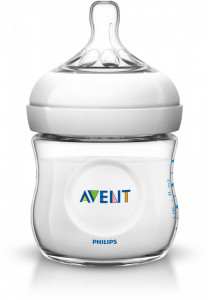 Philips-Avent Biberon Natural 125 ml, Tetină ce imita forma sanului mamei, cu debit pentru nou-născut