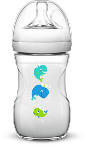Philips-Avent Biberon Natural 260 ml, Tetină cu debit lent ce imita forma sanului mamei