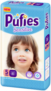 Scutece Pufies Sensitive, Nr. 5 Junior, Giant Pack 62 buc