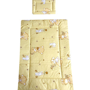 Lenjerie patut - Ursulet cu Iepuras, 5 piese, crem