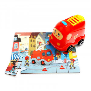 Puzzle din lemn - Masinuta de pompieri
