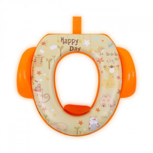 Reductor moale pentru toaleta, cu manere, Lorelli, Orange Animals