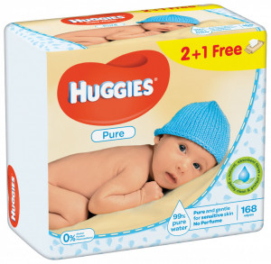 Servetele umede Huggies Pure, 2+1, 3x56 buc