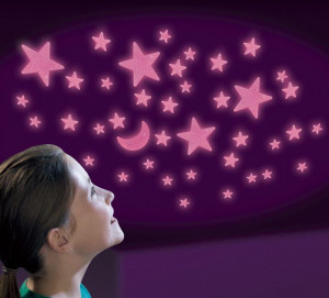 Set reflectorizant cu sclipici - Luna si stele