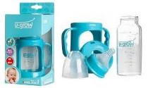 Biberon 0-3 luni din Sticla Gat Normal cu Protectie Plastic 120 ml U-GROW A-1007