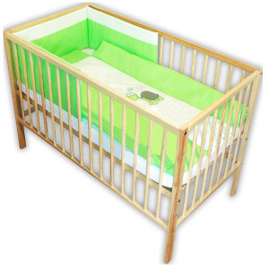 Lenjerie patut cu broderie Hubners Testoasa Somnoroasa, 4 piese, verde