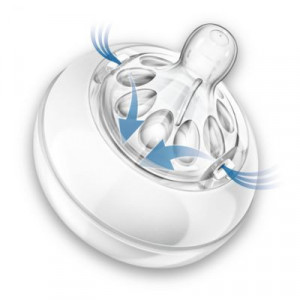 Philips-Avent Biberon Natural 125 ml, Tetină ce imita forma sanului mamei, cu debit pentru nou-născut, culoare:roz