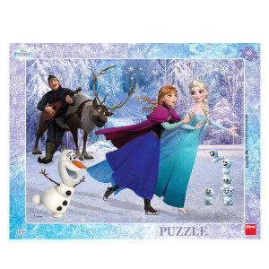 Puzzle cu rama - Anna si Elsa la patinoar (40 piese)