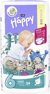 Happy Big Pack Junior Extra Nr.6, 16+ Kg, 54 buc