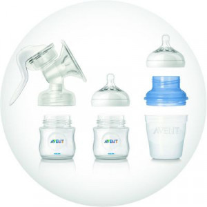 Philips-Avent Biberon Natural 260 ml, Tetină ce imita forma sanului mamei, cu debit lent, culoare: albastru