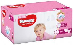 Scutece Huggies Ultra Confort BOX 4, Fete, 8-14 kg, 100 buc