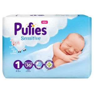 Scutece Pufies Sensitive Nr.1, 2-5kg, 36 buc