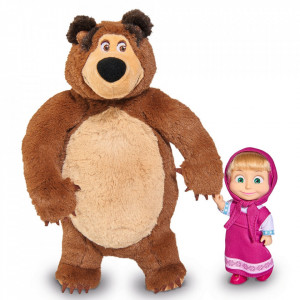 Set Masha and The Bear - papusa Masha 12 cm si ursulet de plus 25 cm