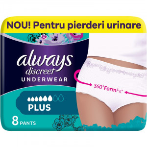 Chiloti pentru incontinenta urinara Always Discreet Pants, Marimea L, 8 buc