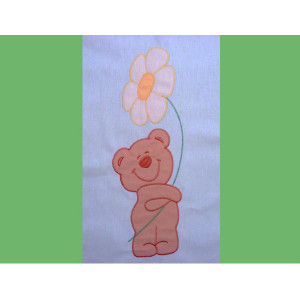 Lenjerie patut cu broderie Hubners Ursuletul Florar, 4 piese, verde
