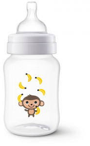 Philips-Avent Biberon Classic, 260ml, tetina Airflex, décor maimutica