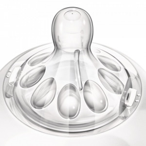 Philips-Avent Biberon din sticlă Natural 120 ml, Tetină ce imita forma sanului mamei, cu debit pentru nou-născut, sticla borosicilica