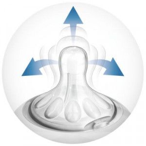 Philips-Avent Biberon Natural 125 ml, Tetină ce imita forma sanului mamei, cu debit pentru nou-născut