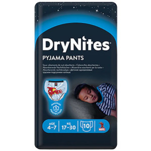 Scutece-chilotel pentru noapte Huggies DryNites 4-7 ani, Baieti, 17-30 kg, 10 buc