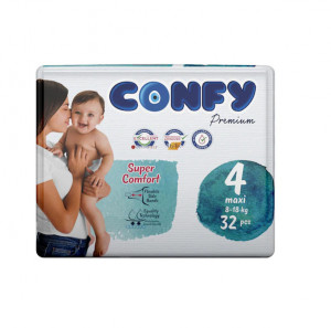 Scutece Confy Premium, Nr.4, Maxi, 8-18 kg, 32 Buc