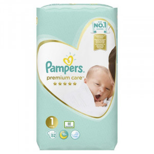 Scutece Pampers Premium Care, Nr. 1, New Born, 2-5 kg, 52 buc
