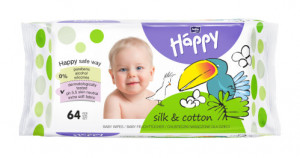 Servetele umede Happy Silk&Cotton, 64 buc