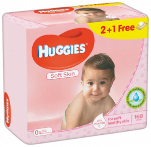 Servetele umede Huggies Soft Skin, 2+1, 3x56 buc