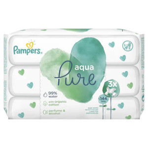 Servetele umede Pampers Aqua Pure, 3 pachete x 48, 144 buc