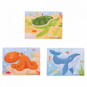 Set 3 puzzle din lemn - Lumea acvatica - BigJigs