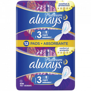 Absorbante Always Platinum Night, 12 buc