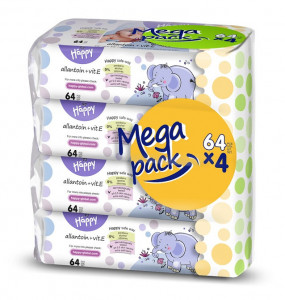 Happy Servetele umede Vit E mega pack 64 x 4