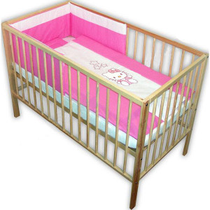 Lenjerie patut cu broderie Hubners Kitty, 4 piese, roz
