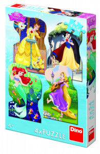 Puzzle 4 in 1 - Printesele si prieteni - 54 piese