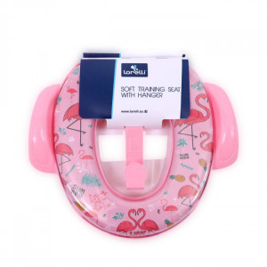 Reductor moale pentru toaleta, cu manere, Lorelli, Pink Flamingo