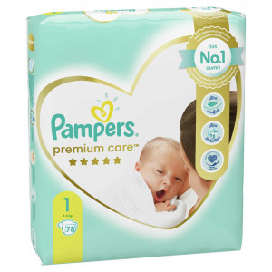 Scutece Pampers Premium Care, Nr. 1, New Born, 2-5 kg, 78 buc