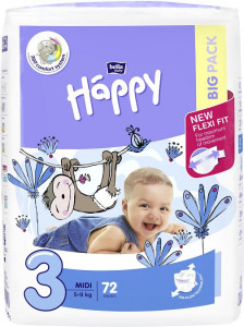 Happy Midi 3, 5-9 kg Big Pack, 72 buc