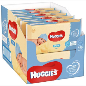 Pachet 10 x Servetele Umede HUGGIES Pure, 56 buc (560 buc)