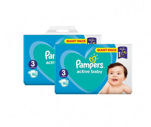Pachet 2 x Pampers Active Baby Giant Pack - nr.3 , 90 buc (180 buc)
