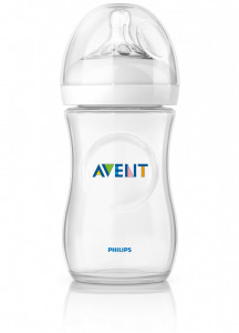Philips-Avent Biberon Natural 260 ml, Tetină ce imita forma sanului mamei, cu debit lent