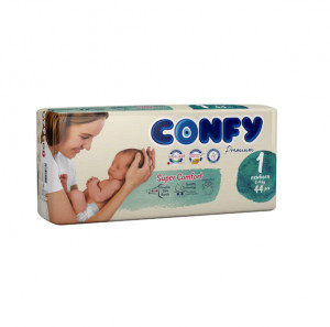 Scutece Confy Premium, Nr.1, Nou-nascuti, 2-4 kg, 44 Buc