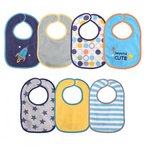 Set 7 bavete, bumbac si peva, 30x19 cm, inchidere cu banda velcro, Lorelli