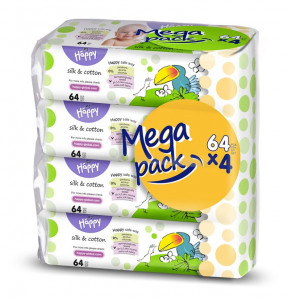 Happy Servetele umede Silk & Cotton mega pack- 64 x 4